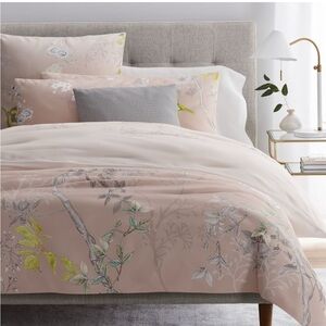 West Elm Mauve Ombré King chinoiserie Duvet and  3 Euro Sham Set
